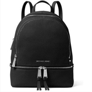Michael Kors EUC Rhea Backpack purse WITH Continental Wallet, Black